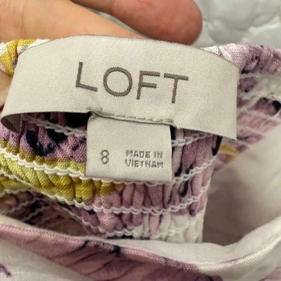 LOFT Sundress Tiered Sleeveless Casual‎ Tropical Print Dress Size 8 - Picture 7 of 13